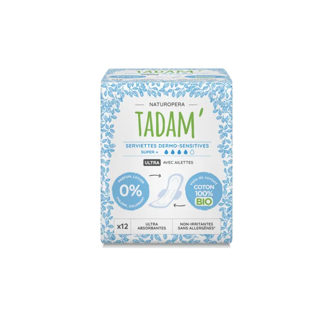 TADAM Dermo sensitivní vložky z BIO bavlny, super+, 12 ks