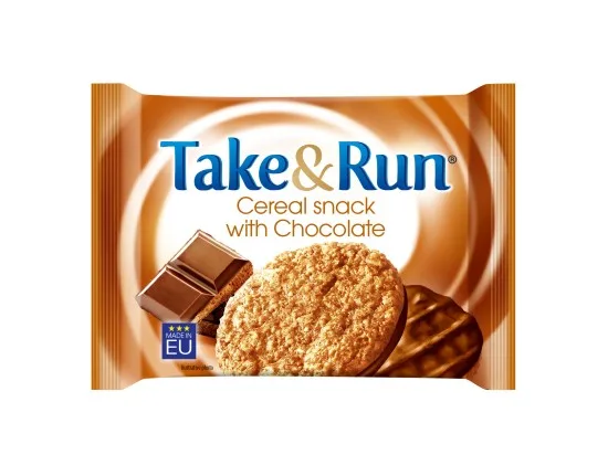 Take & Run sušenky polomáčené s čokoládou 50 g