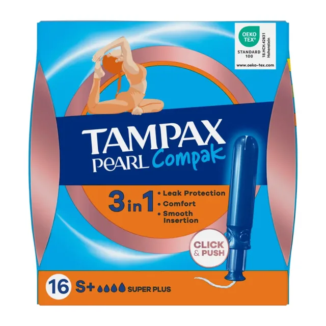 Tampax Tampony s aplikátorem Compak Pearl Super Plus 16 ks