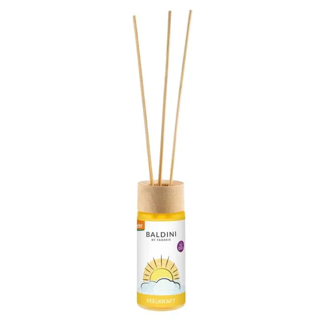 TAOASIS Baldini Aroma difuzér s tyčinkami FeelPower BIO (50 ml) - osvěžující, aktivační a stimulující