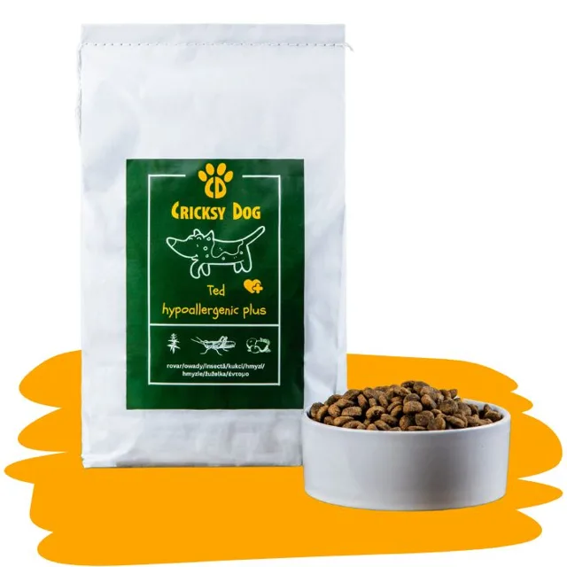Ted hypoalergenní suché krmivo pro psy s hmyzím proteinem, mangem a spirulinou (prémiová receptura bez pšeničného lepku a kuřecího masa) -