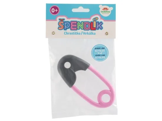 Teddies chrastítko špendlík růžové 1 ks