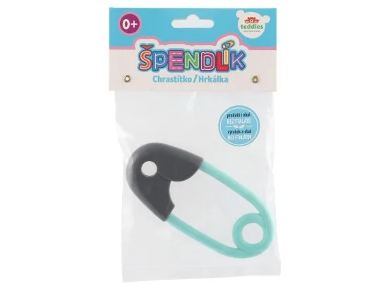 Teddies chrastítko špendlík tyrkysové 1 ks