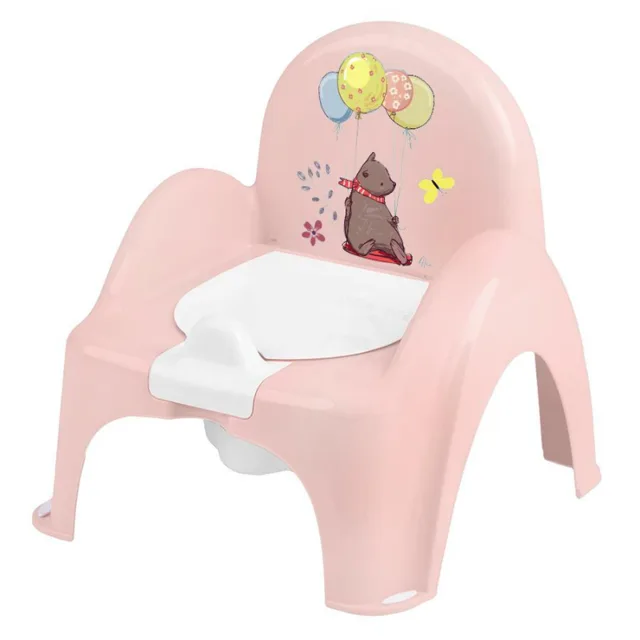 Tega Baby Dětský nočník s melodií a víkem, ergonomický - Medvídek v růžové