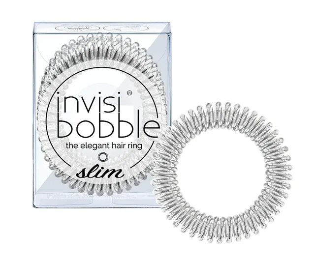 Tenká spirálová gumička do vlasů Invisibobble Slim Chrome Sweet Chrome - stříbrná, 3 ks (IB-SL-PC10003-2)