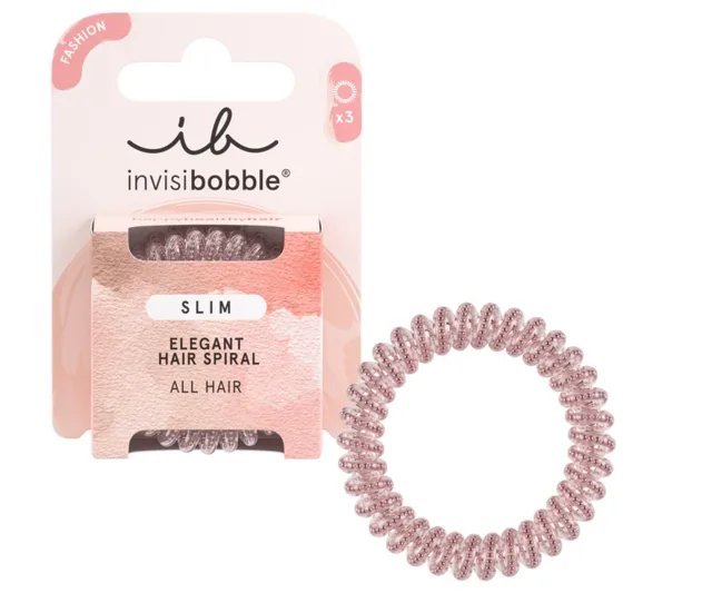 Tenká spirálová gumička do vlasů Invisibobble Slim Pink Monocle - růžová, 3 ks + dárek zdarma