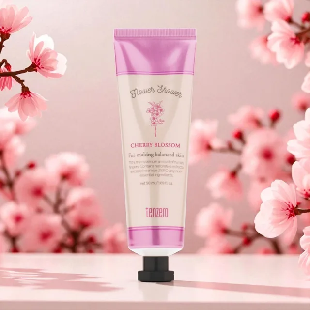 TENZERO - Flower Shower Hand & Nail Cream Cherry Blossom - Květinový krém na ruce a nehty s třešňovým květem - 50 ml