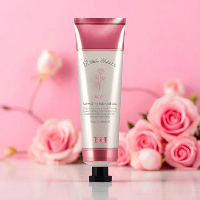 TENZERO - Flower Shower Hand & Nail Cream Rose - Květinový krém na ruce a nehty s růží - 50 ml