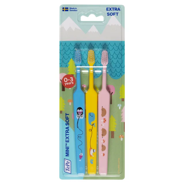 TEPE Kids Zubní kartáček Mini s potiskem Extra Soft 3 ks