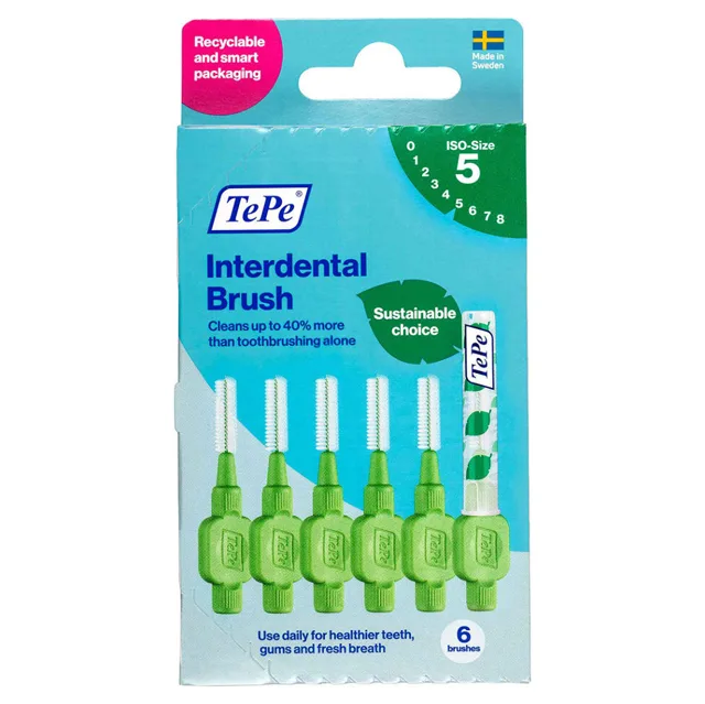 TEPE Original Mezizubní kartáčky zelené 0,8 mm v krabičce 6 kusů