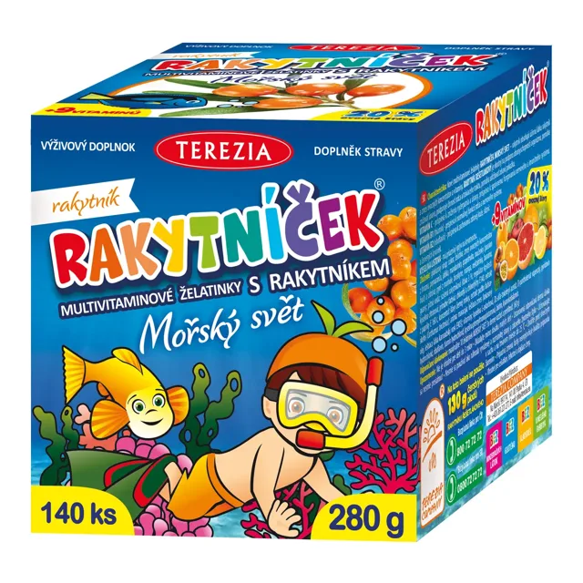 Terezia Company Rakytníček Multivitamínové želatinky s rakytníkem Mořský svět 140 ks