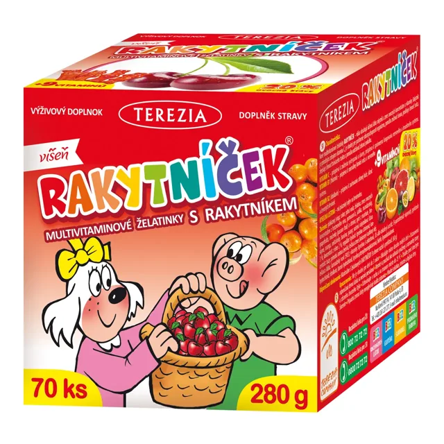 Terezia Company Rakytníček Multivitamínové želatinky s rakytníkem s příchutí Višeň 70 ks