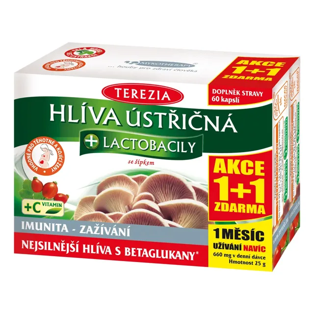 TEREZIA Hlíva + lactobacily cps.60+60 AKCE 1+1