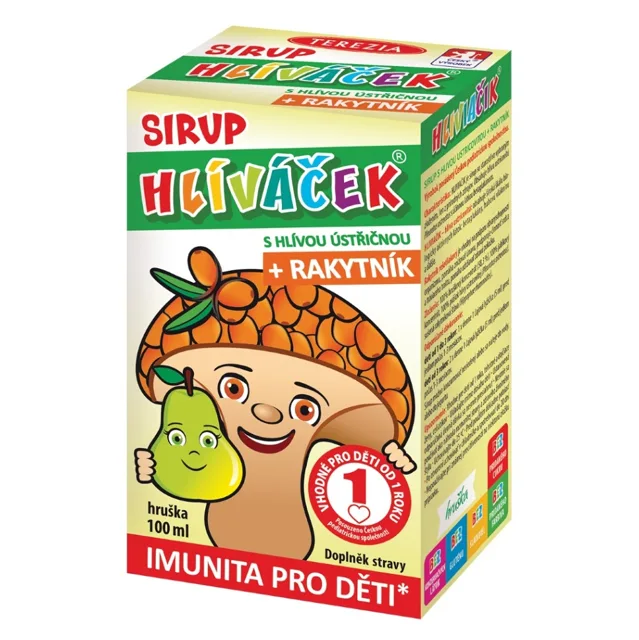 TEREZIA Hlíváček sirup s hlívou a rakytníkem  s příchutí hrušky 100 ml