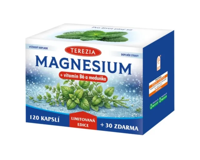 TEREZIA MAGNESIUM + vitamin B6 a meduňka Limitovaná edice 120 + 30 kapslí