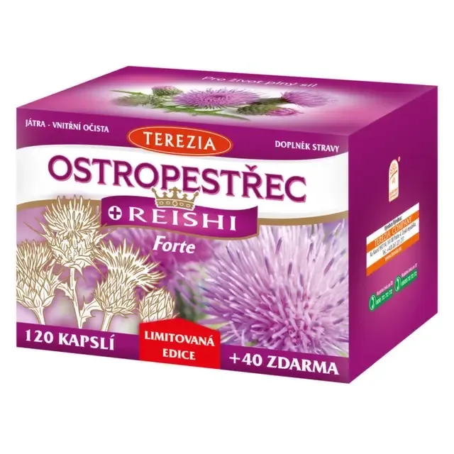 TEREZIA Ostropestřec + Reishi Forte Limitovaná edice 120 + 40 kapslí