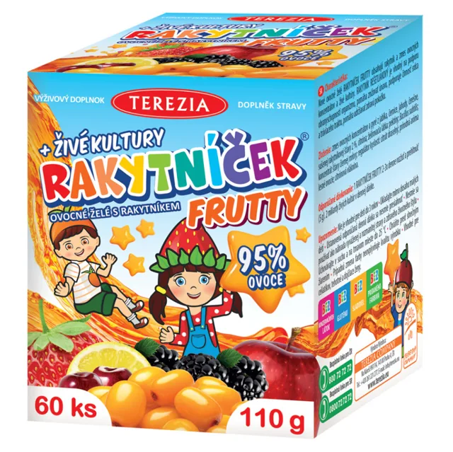 TEREZIA Rakytníček frutty ovocné želé s rakytníkem + živé kultury 60 kusů
