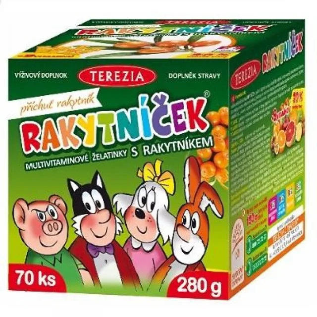 TEREZIA Rakytníček multivitaminové želatinky 70 kusů, poškozený obal