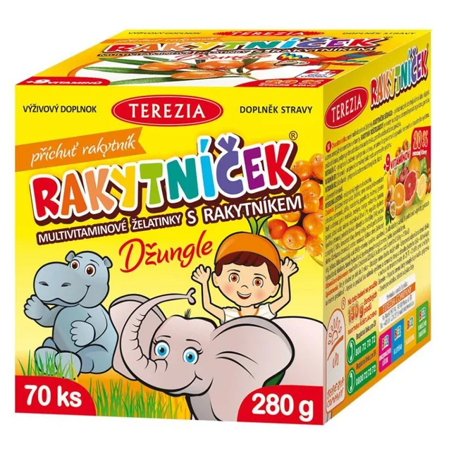TEREZIA Rakytníček multivitamínové želatinky s rakytníkem Džungle 70 ks
