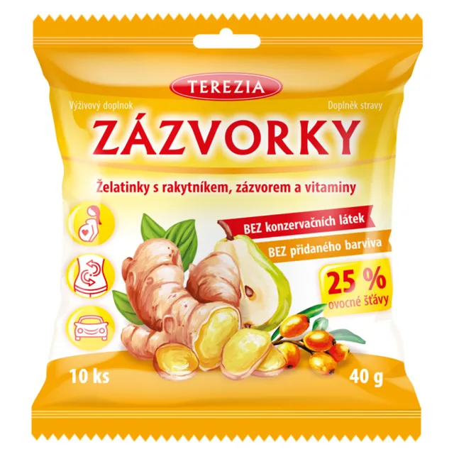 TEREZIA Zázvorky želatinky s rakytníkem, zázvorem a vitaminy 10 kusů