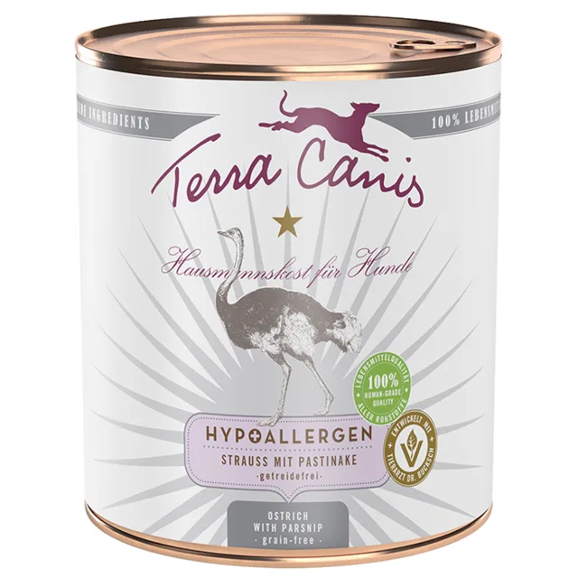 Terra Canis Hypoalergenní 6 x 800 g - pštros s pastinákem