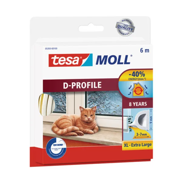 Tesamoll® - Gumové těsnění D profil - bílá – poškozený kartonový obal