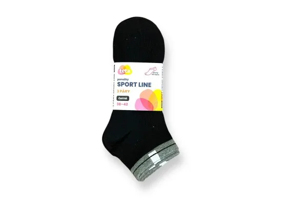 TETA SPORT LINE Bavlněné ponožky 3PACK černá 35-37