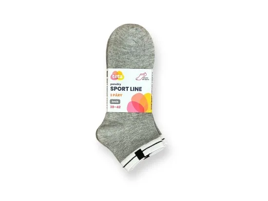 TETA SPORT LINE Bavlněné ponožky 3PACK šedá 43-46