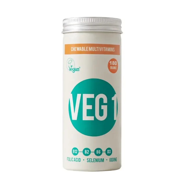 The Vegan Society Multivitamin VEG1 s příchutí pomeranč, žvýkací tablety 180 ks