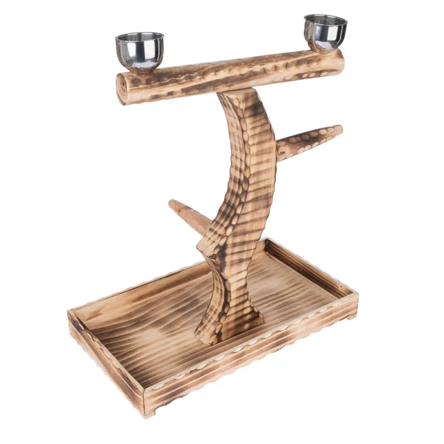 TIAKI dřevěné bidýlko pro papoušky - D 50,5 x Š 29 x V 52 cm