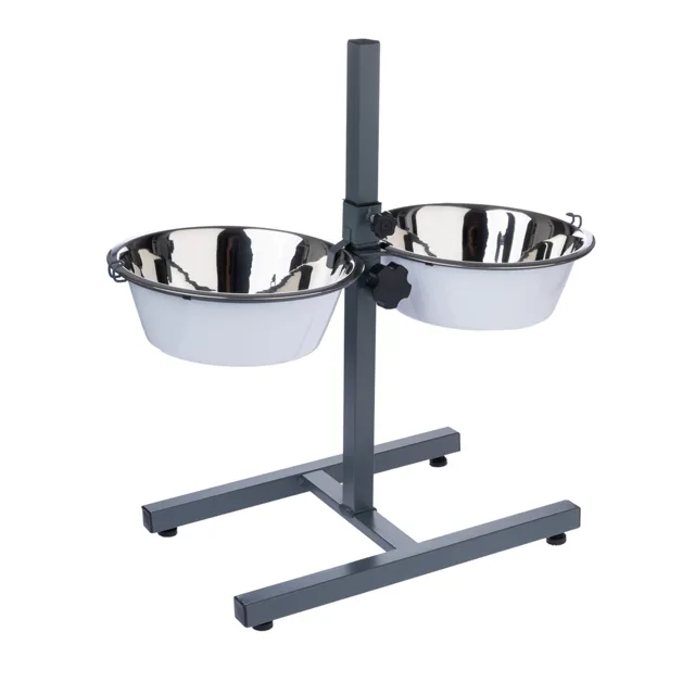 TIAKI Dvojitá miska s nastavitelným stojanem - 2 x 2650 ml, Ø 25 cm
