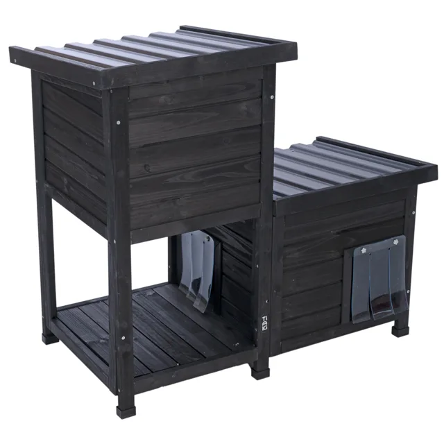 TIAKI dvoupatrový domek pro kočky půlnoc - D 91,5 x Š 49 x V 82,5 cm