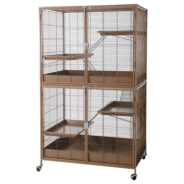 TIAKI klec pro malá zvířata Étagère, karamelová - výhodná sada: hlavní klec + přídavná jednotka (D 93,5 x Š 63 x V 157,8 cm)
