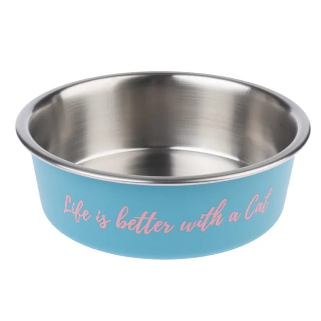 TIAKI miska z nerezové oceli "Better With A Cat" - 850 ml, Ø 17,2 cm