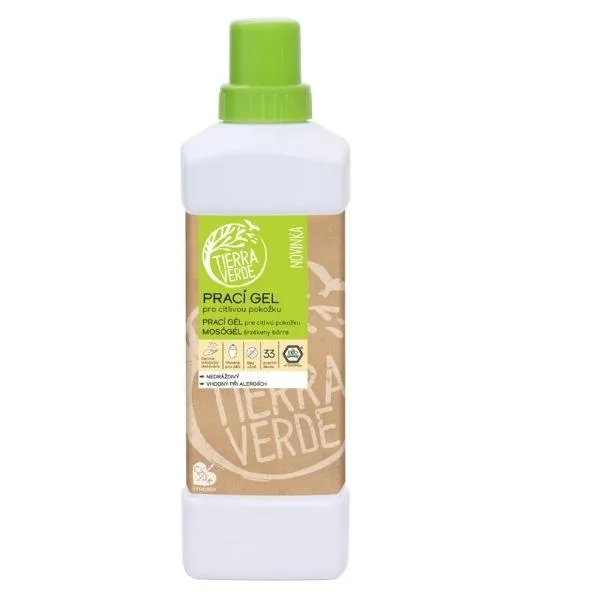 Tierra Verde prací gel z mýdlových ořechů pro citlivou pokožku, lahev 1 l