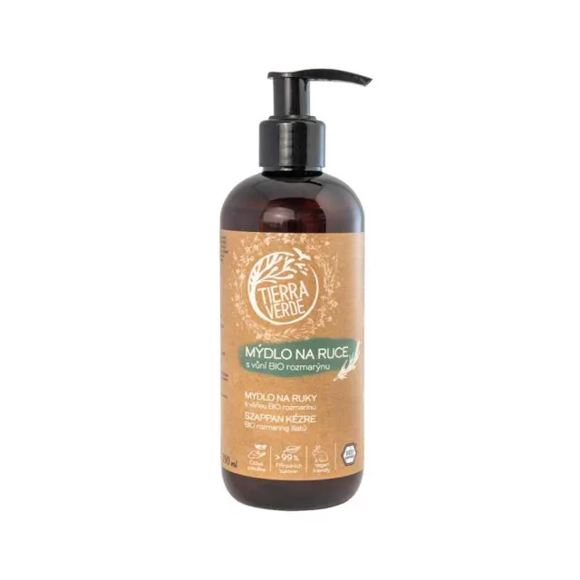 Tierra Verde Tekuté mýdlo na ruce - BIO Rozmarýn 290 ml - s českým bio jitrocelem