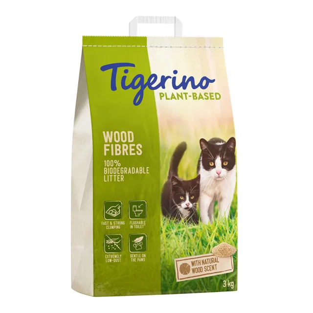Tigerino Plan-Based stelivo pro kočky z dřevěných vláken - přírodní vůně dřeva, bez parfemace - 25 litrů (10,3 kg)