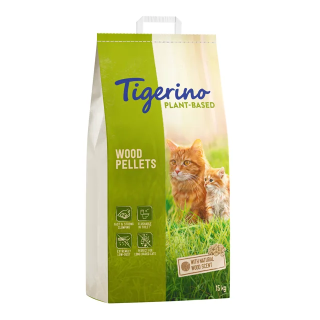 Tigerino Plant-Based dřevěné pelety stelivo pro kočky - přírodní dřevěná vůně, bez parfemace - 8 l (4 kg)