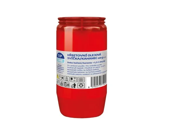 Tip Line hřbitovní svíčka olejová červená 120 g