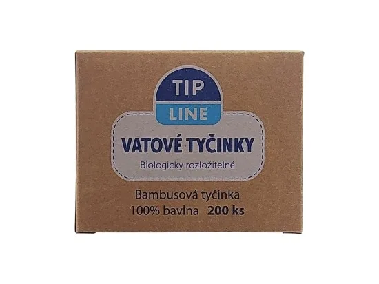 Tip Line vatové tyčinky bambusové krabička 200 ks