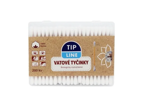 Tip Line vatové tyčinky bambusové v krabičce 200 ks