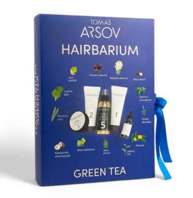 TOMAS ARSOV Hairbarium Green Tea šampon 250 ml + kondicionér 250 ml + maska 100 ml + olej 50 ml + vlasová voda 200 ml