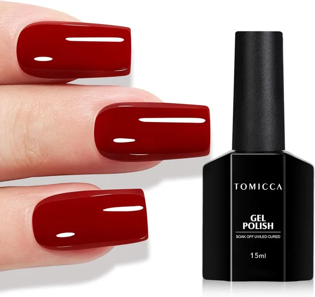 TOMICCA Gelový lak na nehty GF03 tmavě červený 15 ml