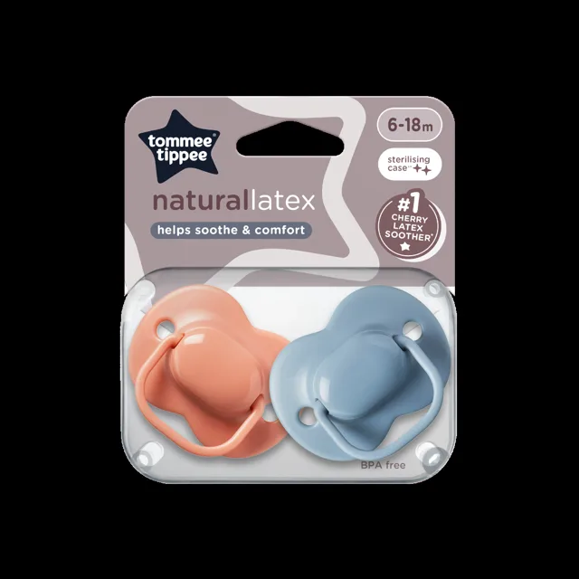 Tommee Tippee Dudlík Cherry latex 6-18m 2 ks růžová-modrá