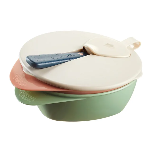 TOMMEE TIPPEE Easy scoop misky s víčkem a lžičkou 6m+ 2 kusy