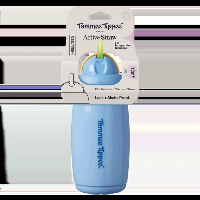 Tommee Tippee Hrneček s brčkem Active 12m+ 266 ml modrý