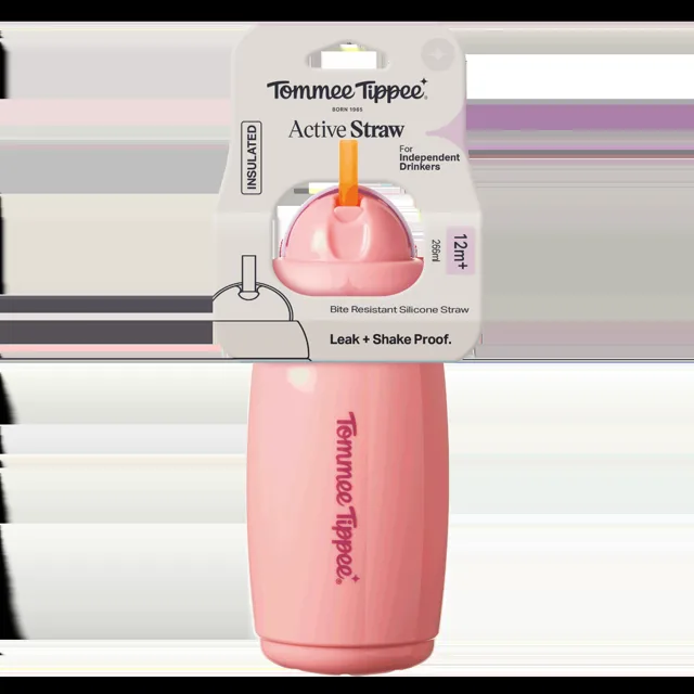 Tommee Tippee Hrneček s brčkem Active 12m+ 266 ml růžový