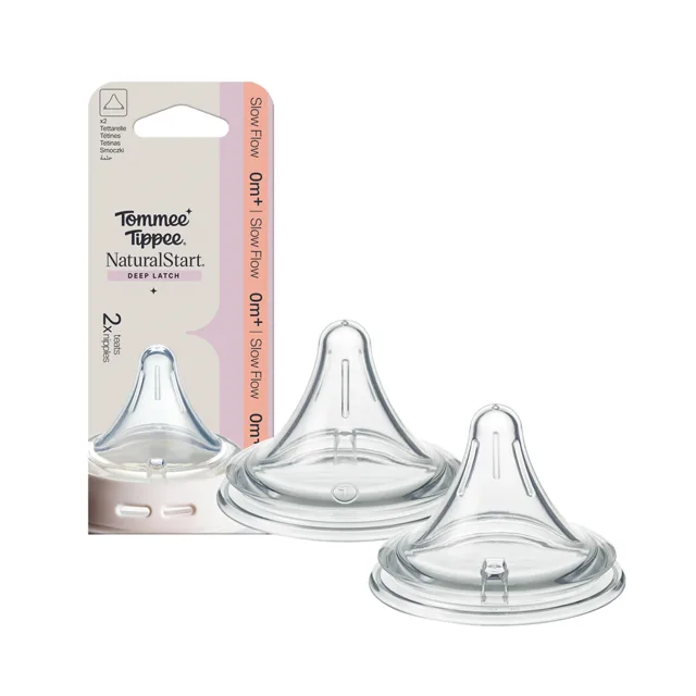 Tommee Tippee Natural Start Anti-Colic Trojúhelníková savička na lahev pomalý průtok 0m+ 2 ks