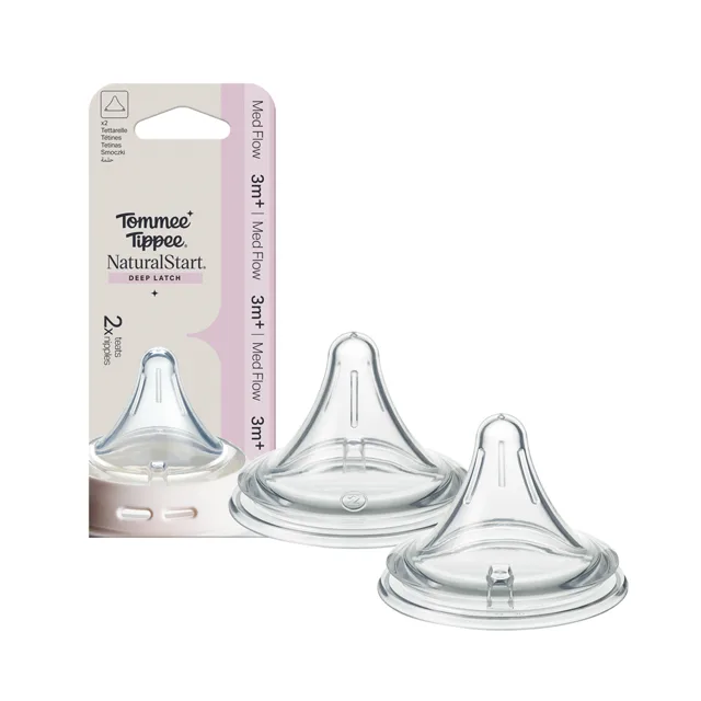 Tommee Tippee Natural Start Anti-Colic Trojúhelníková savička na lahev střední průtok 3m+ 2 ks