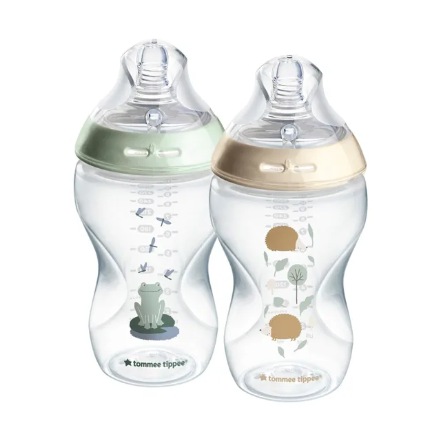 Tommee Tippee Natural Start Samosterilizační kojenecká lahev s Anti-colic savičkou Střední průtok 3m+ 340 ml 2 ks ježek